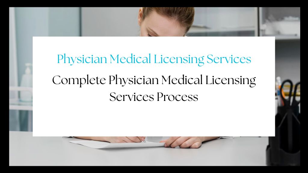 Physician reviewing licensing documents for multi-state application and hospital credentialing requirements.