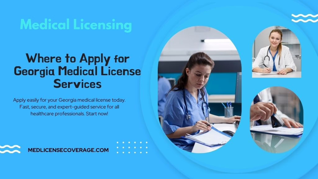 Healthcare professional applying online for Georgia medical license through the official GCMB website securely